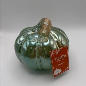 Martha Stewart Iridescent Green Glass Pumpkin NWT